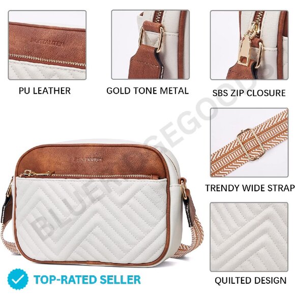 Brand New BOSTANTEN Crossbody Bag Small White Quilted Vegan - Picture 4 of 4